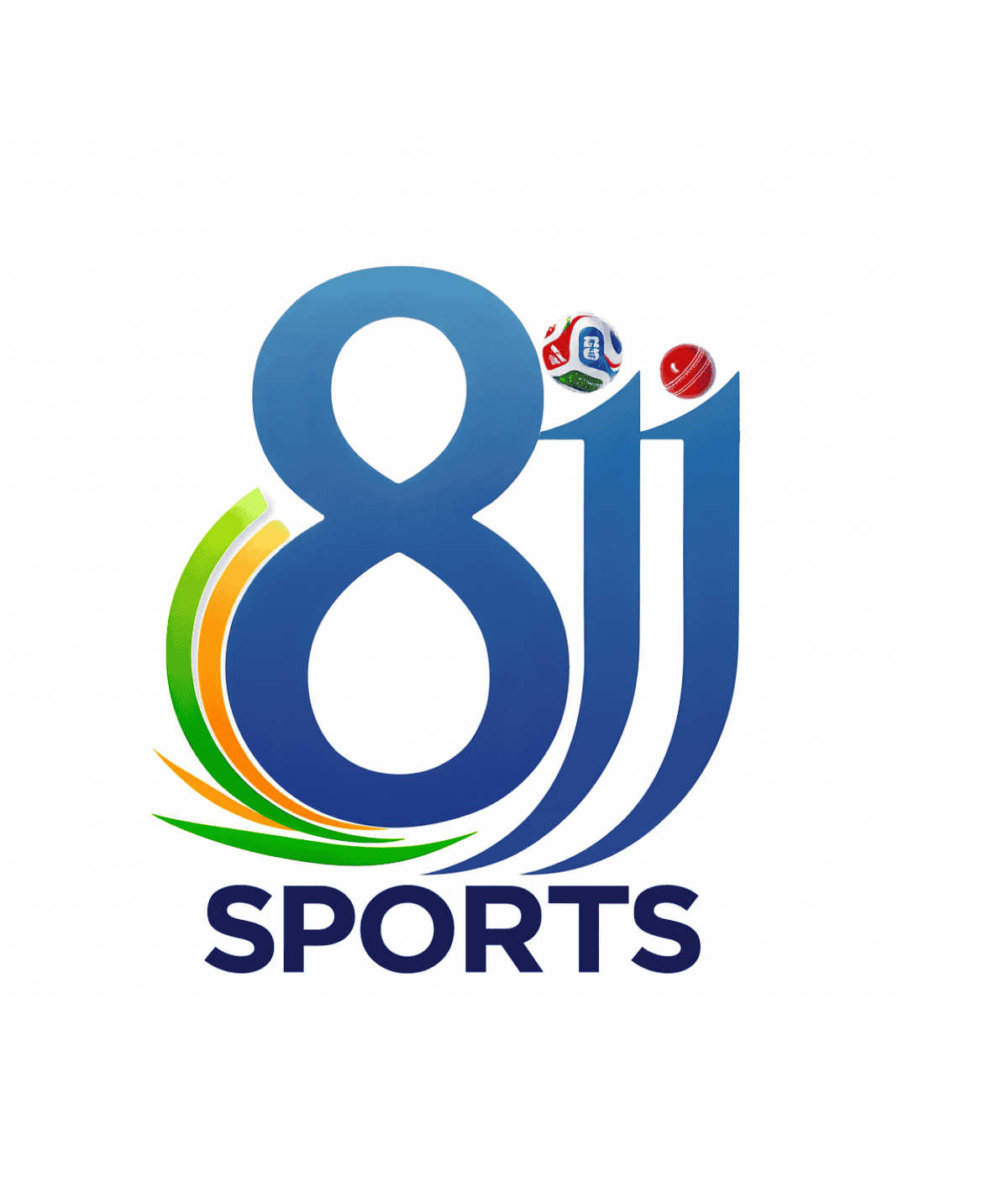 Cricket logo with sports balls representing live scores and community engagement in sports.